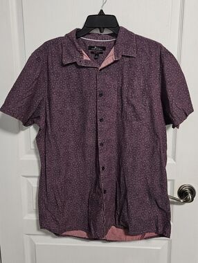 Marc Anthony Slim Fit Shirt Button Down Short Sleeves Purple Pink Mens Large